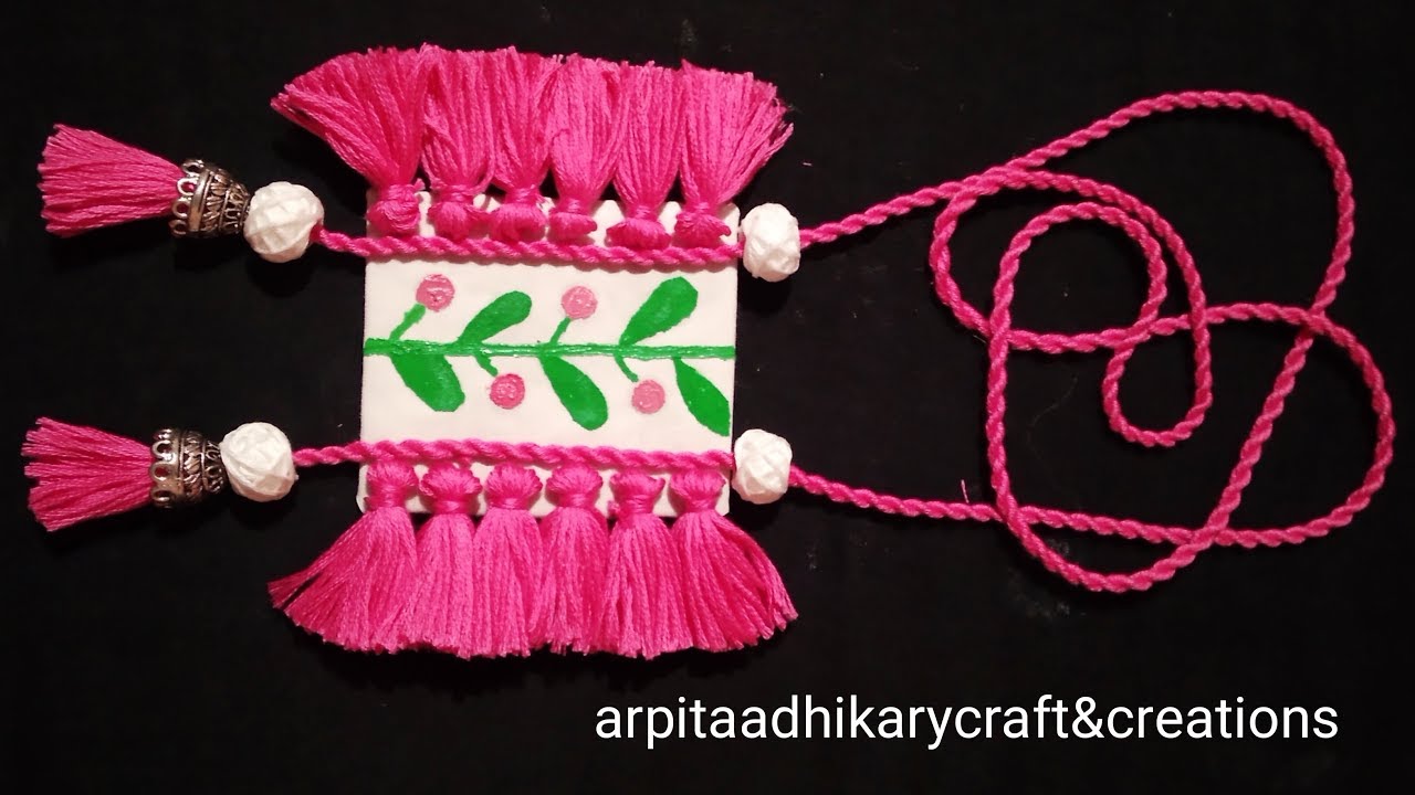 Handmade jewellery cotton thread tassel neckpiece DIY |