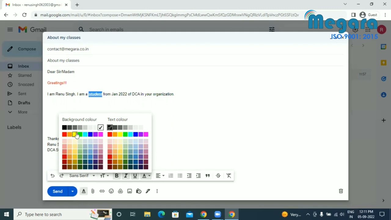 Email Drafting in Hindi || How to draft email on Gmail || Megara Infotech Private limited