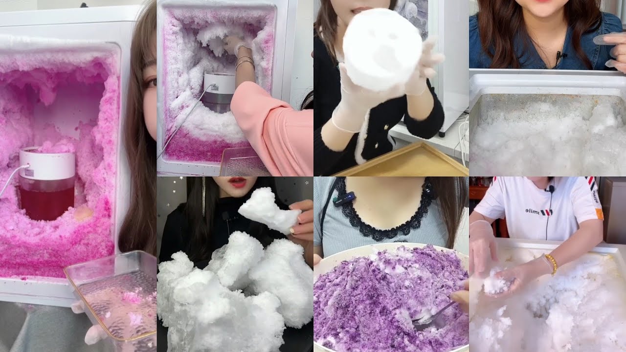 ( ONLY BITES  ) ASMR ICE EATING  SOFT ICE | FREEZER FROST ICE  | CRUNCHY ICE | FLAVORED ICE