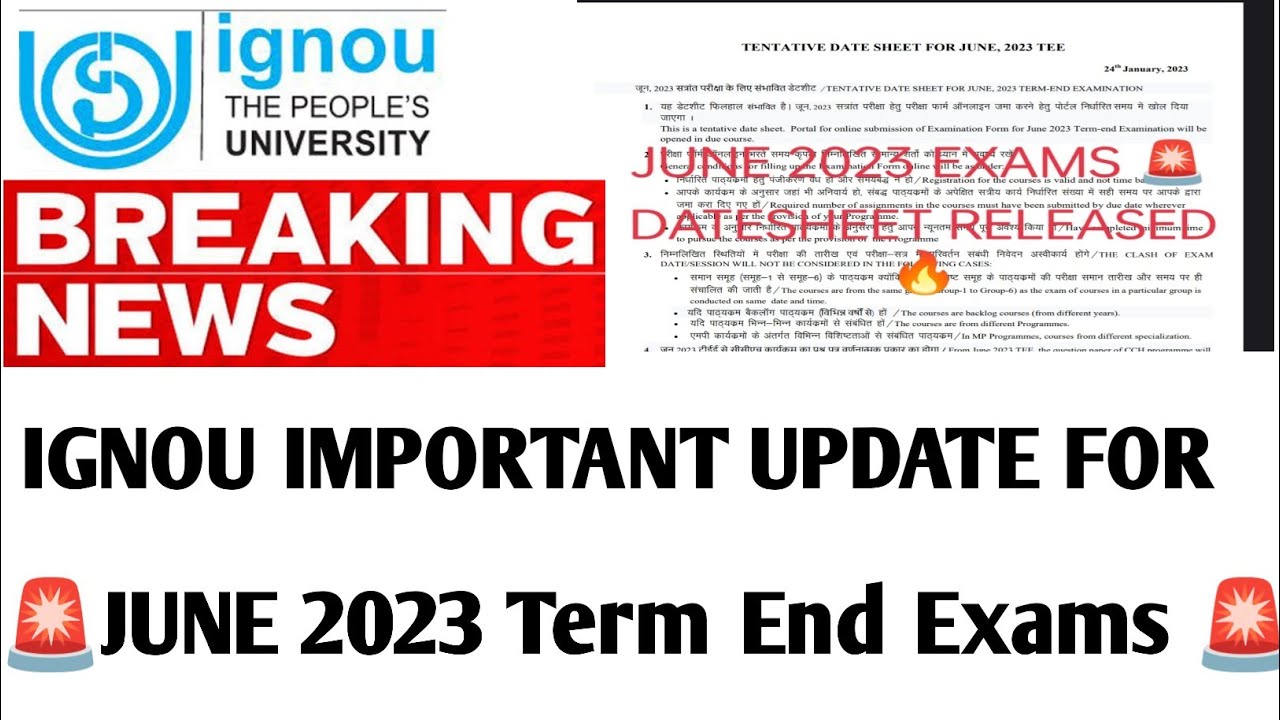 BREAKING NEWS IGNOU JUNE 2023 EXAM DATESHEET RELEASED BIG CHANGES 🔥