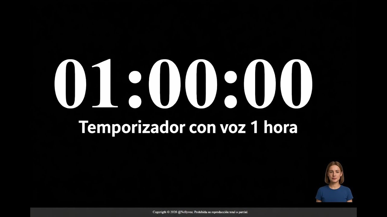 ⏳Temporizador de 1 hora 🕐 Voz guiada  Fondo negro sin distracciones