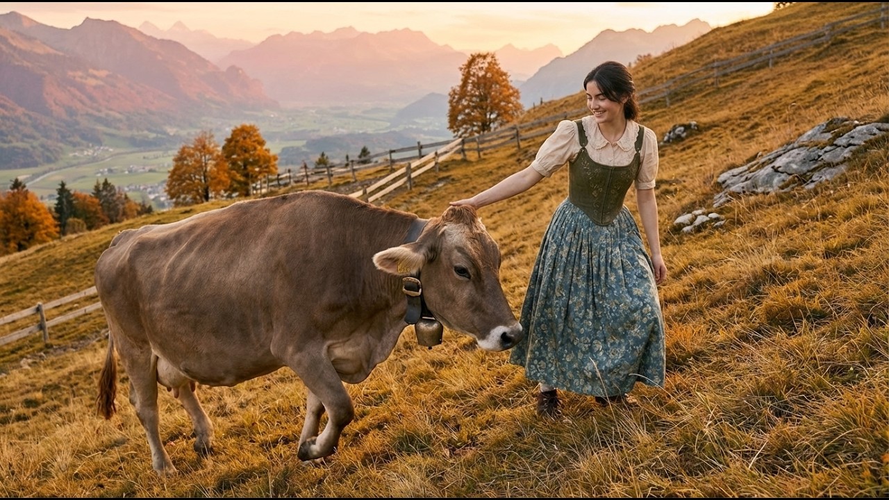 Swiss Alpine Farm Life - Woman Crafts Gruyères Cheese with Brown Swiss Cows