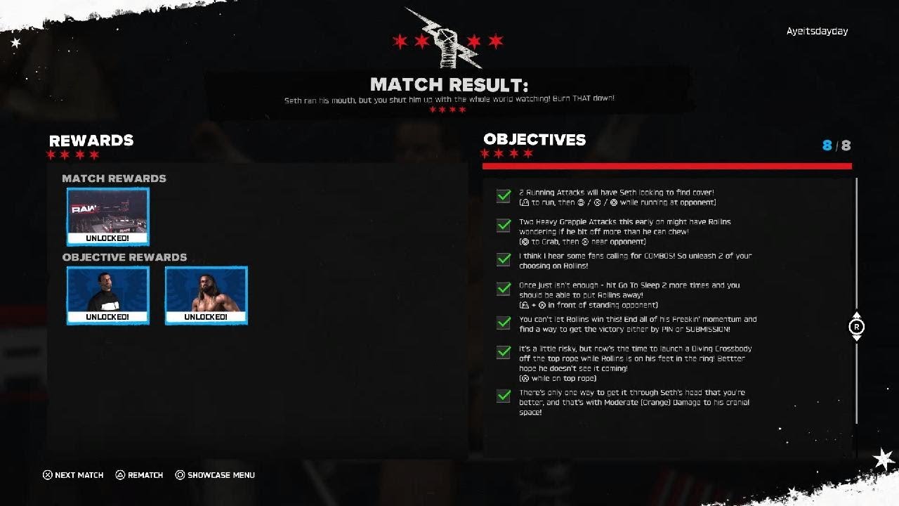 WWE 2K26|CM Punk vs Seth Rollins Walkthrough #9
