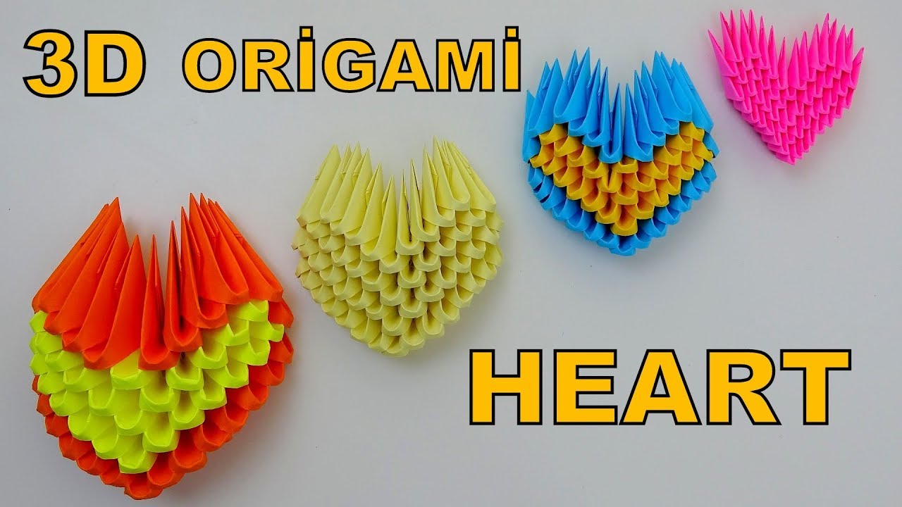 SIKILINCA.. EĞLENCELİ.. &Ccedil;OK KOLAY!. (3D Origami Kalp Yapımı) / How To Make 3D Origami Heart