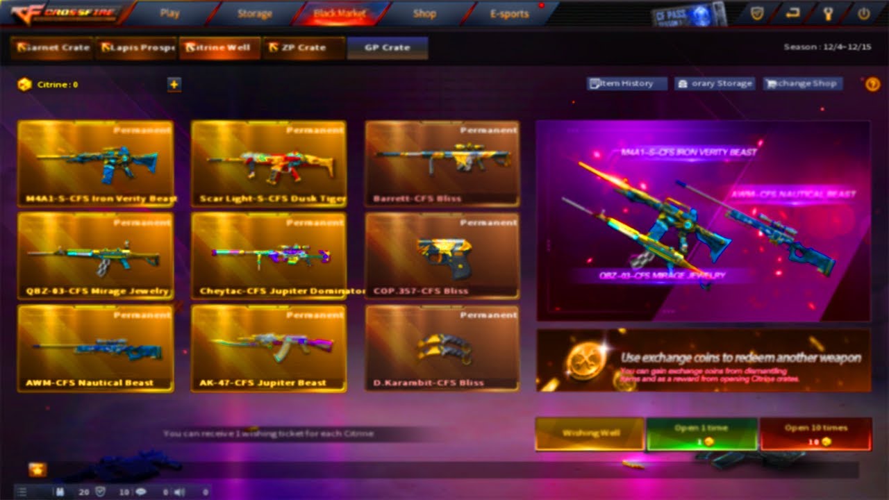CrossFire West : New Citrine Well 150 Spending Black Market System CFS Weapons