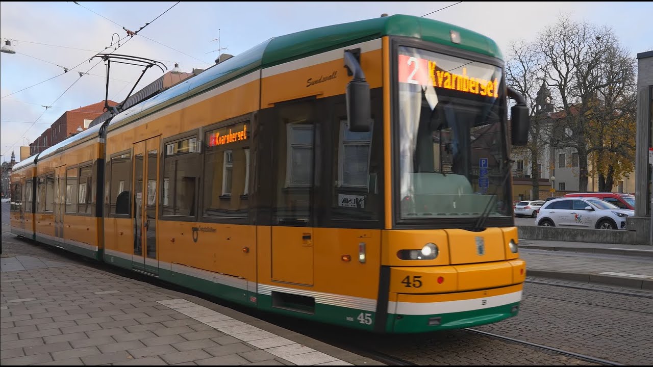 Sweden, Norrköping, tram 2 ride from Söder Tull to Hageby Centrum