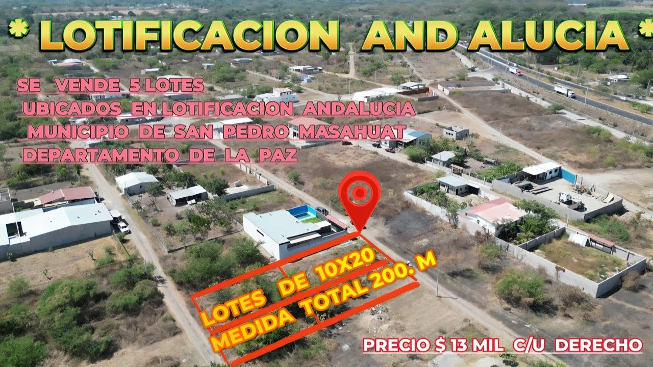 5 DERECHOS DE LOTES EN LOTIFICACION ANDALUCIA LOTES DE 10X20 $13,000 X DERECHO CUOTAS DE $69 Y $79
