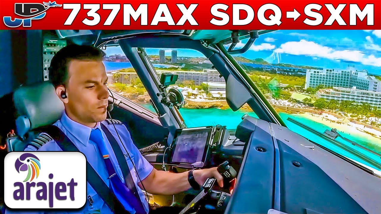 Arajet Boeing 737MAX Cockpit Santo Domingo🇩🇴 to St Maarten🇳🇱