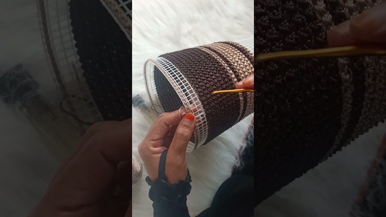 Tutorial pinggir atas tas rajut jaring....