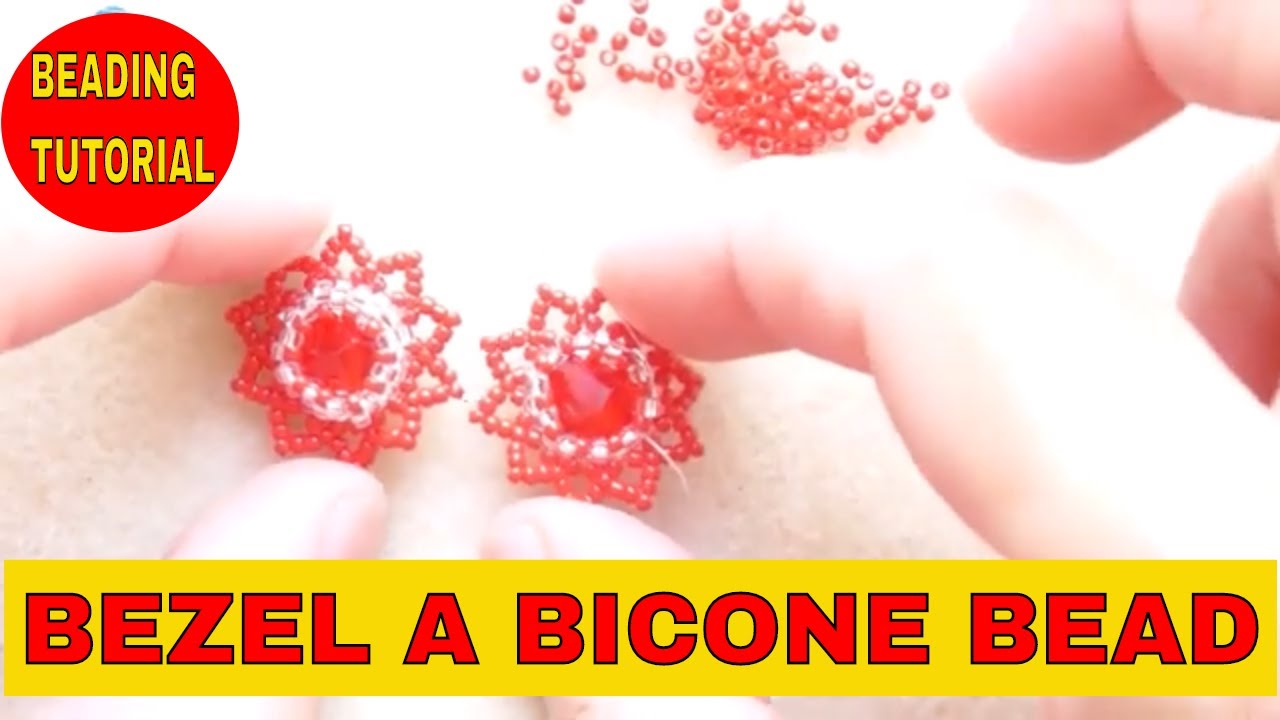 How to make a beaded bezel around a glass bicone #Learn-a-stitch