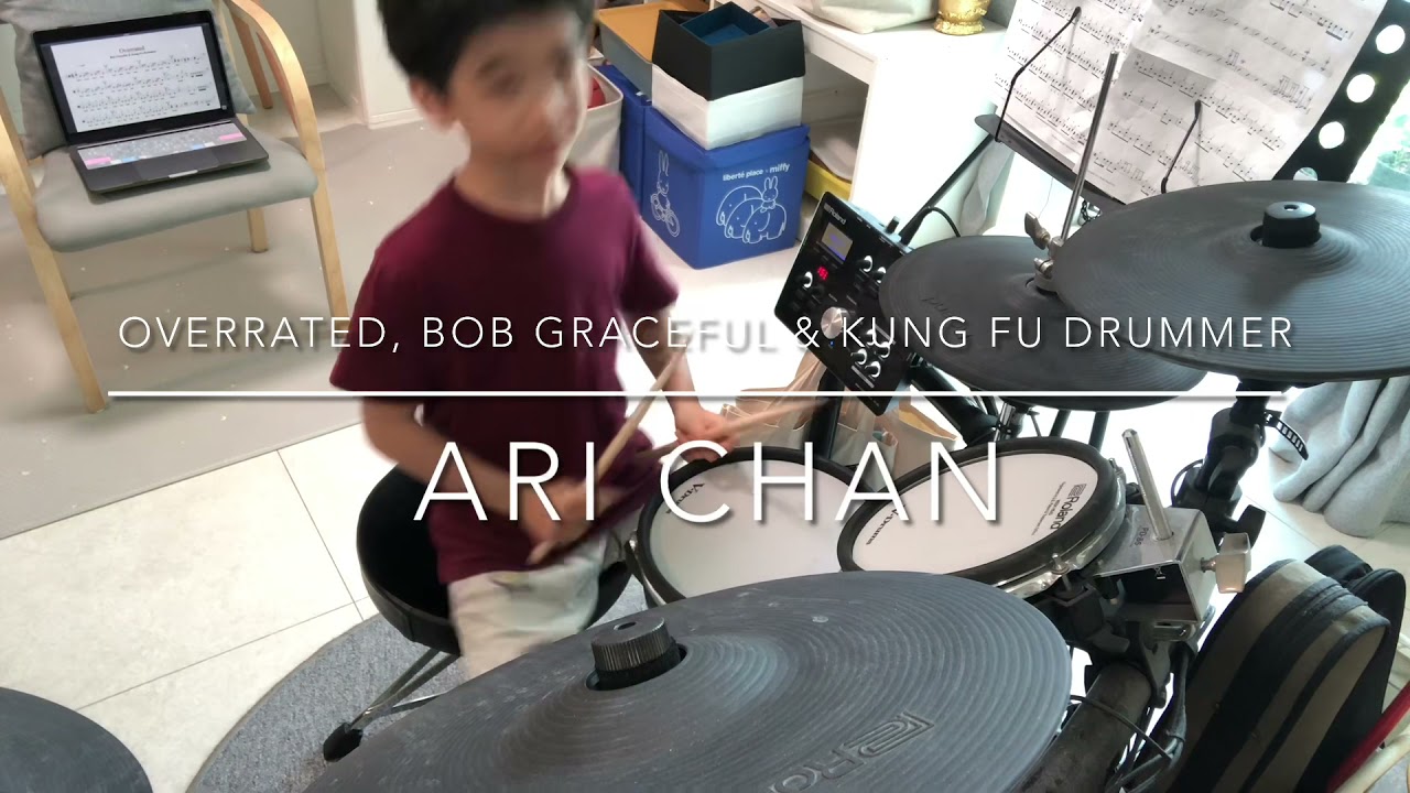 Overrated, Bob Graceful & Kung Fu Drummer (6 years old kids drummer) drum cover, rock school grade 3