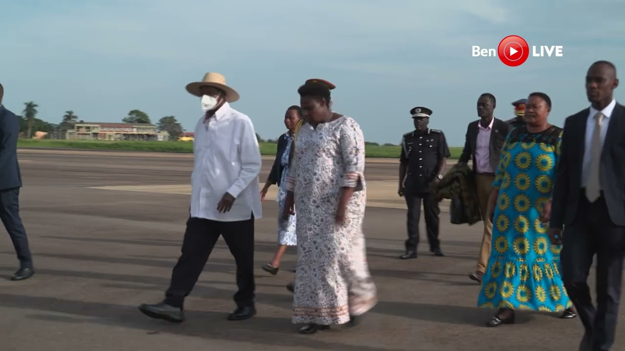 President Museveni returns from Tanzania, welcomed by VP Maj (Rtd) Jessica Alupo Rose Epel #m7