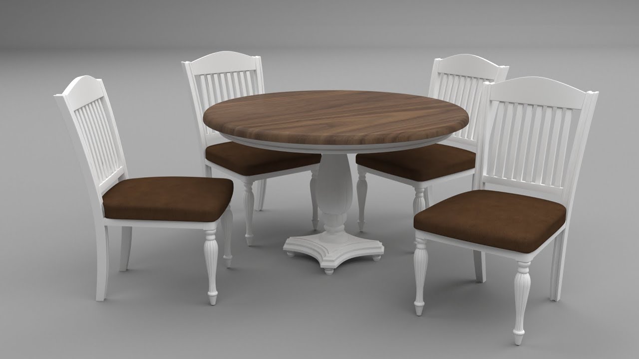 Autodesk 3ds Max Chair and Round Dining Table Modeling