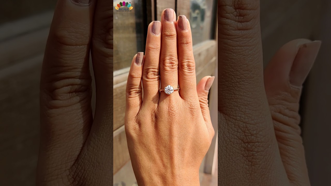 Round Cut Colorless Moissanite Solitaire Engagement Ring