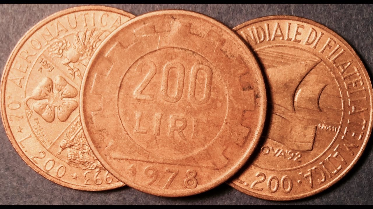 Republica Italiana 200 Lire Coins: 1978, 1992, 1993