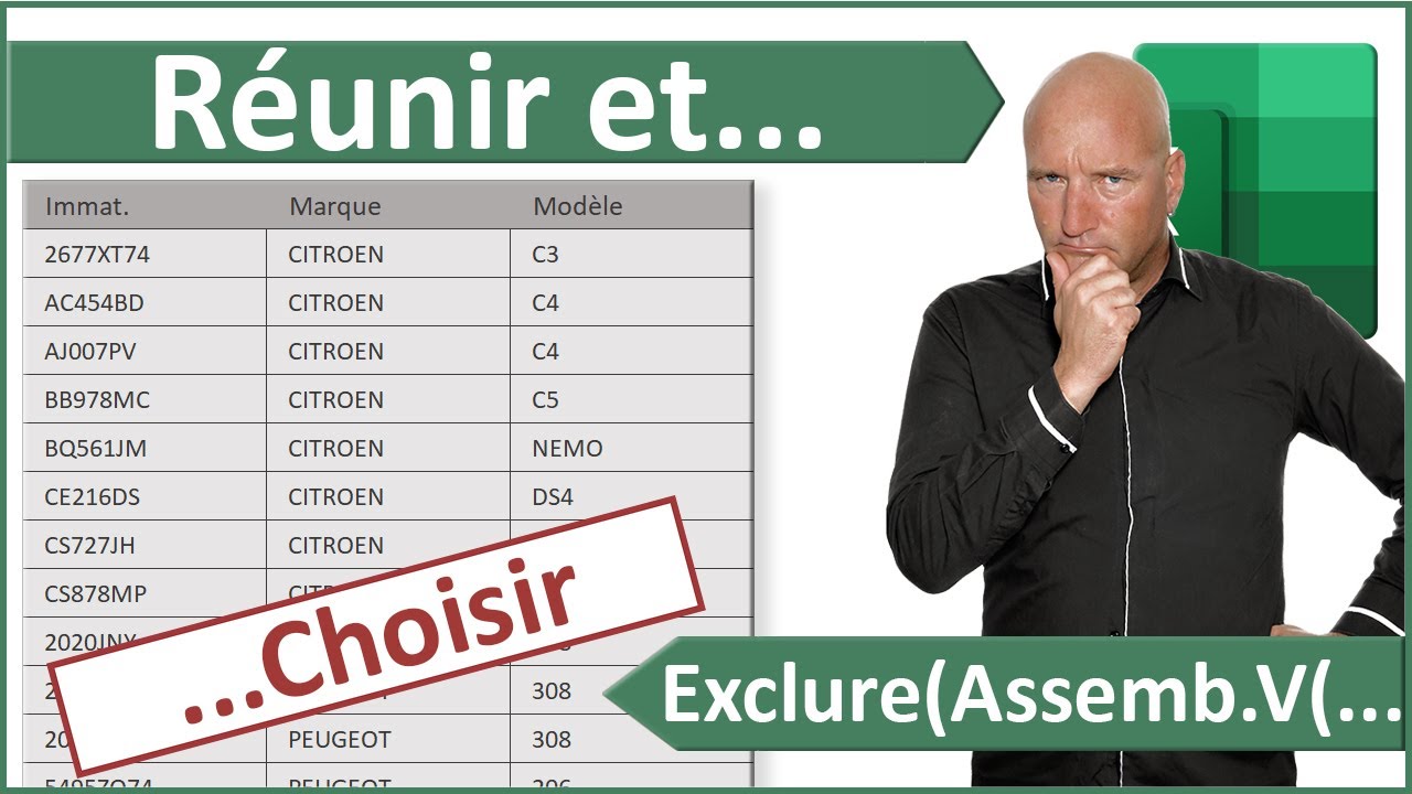 Exclure des colonnes de tableaux Excel réunis
