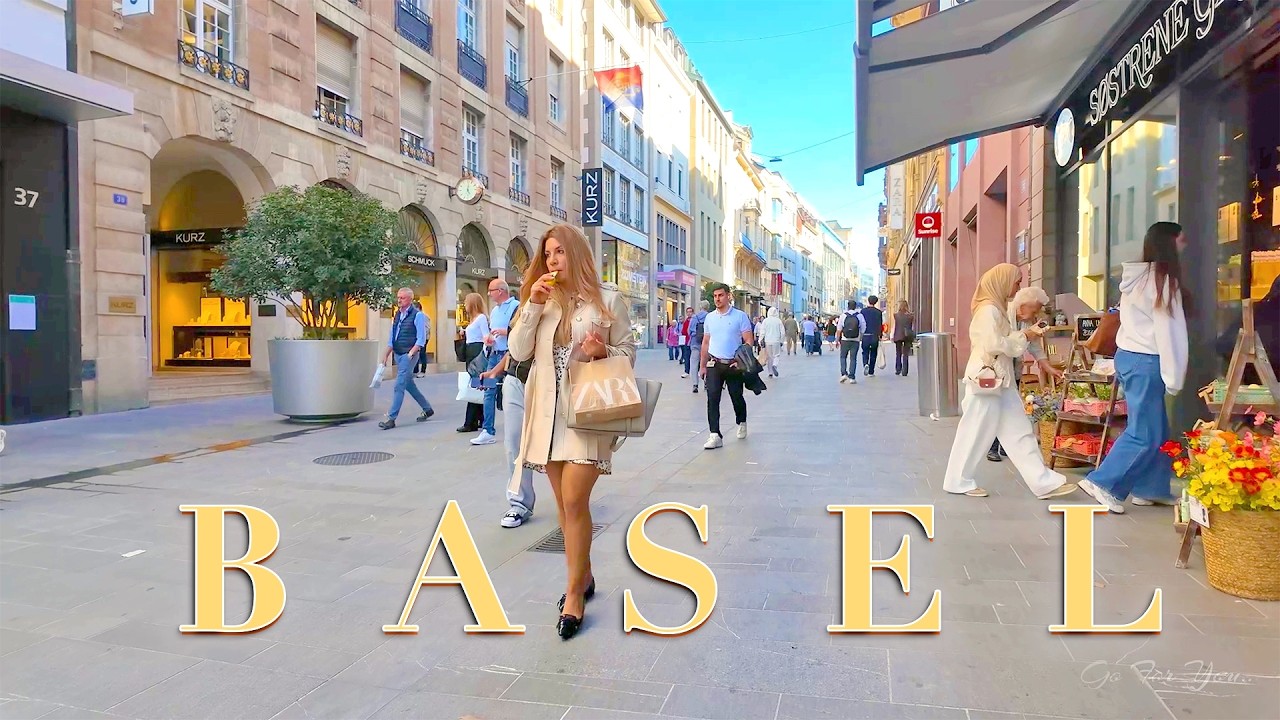 BASEL SWITZERLAND 🇨🇭 Spring Walking Tour of Basel's central Streets 4K