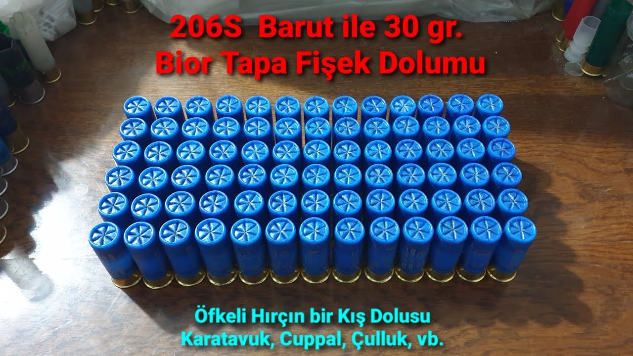 206 S  BARUT İLE 30 gr. BİOR TAPA FİŞEK DOLUMU. SIK&Ccedil;A SORDUĞUNUZ D20 İLE AYNI &Ouml;L&Ccedil;&Uuml;LERDE KULLANILIR.