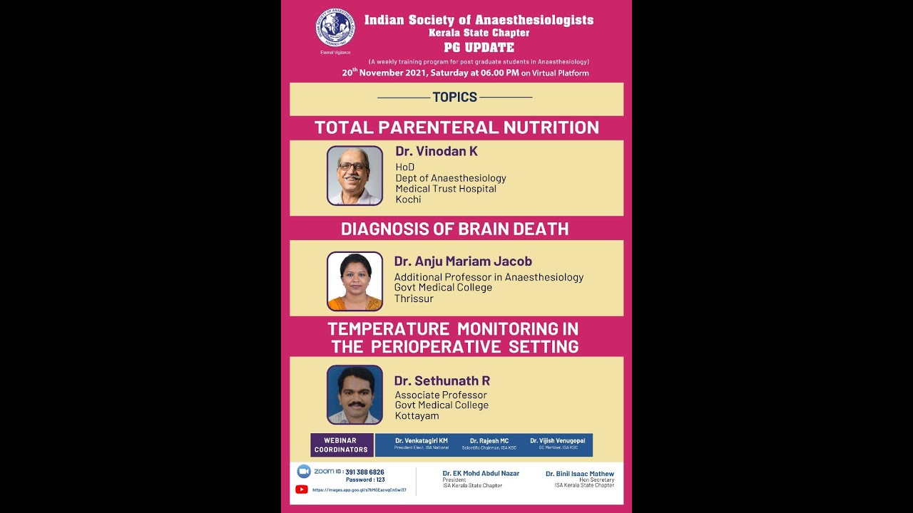 Total Parenteral Nutrition, Diagnosis of Brain Death, Perioperative Temperature Monitoring