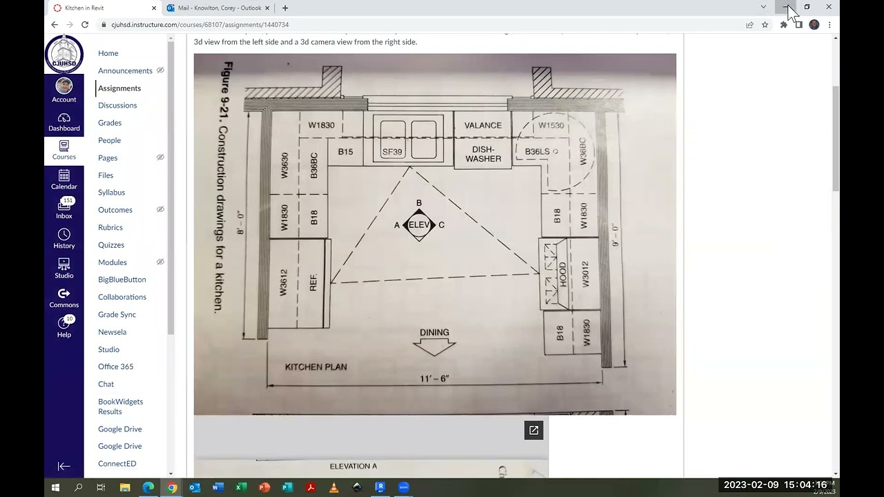 U-Shaped kitchen using Revit