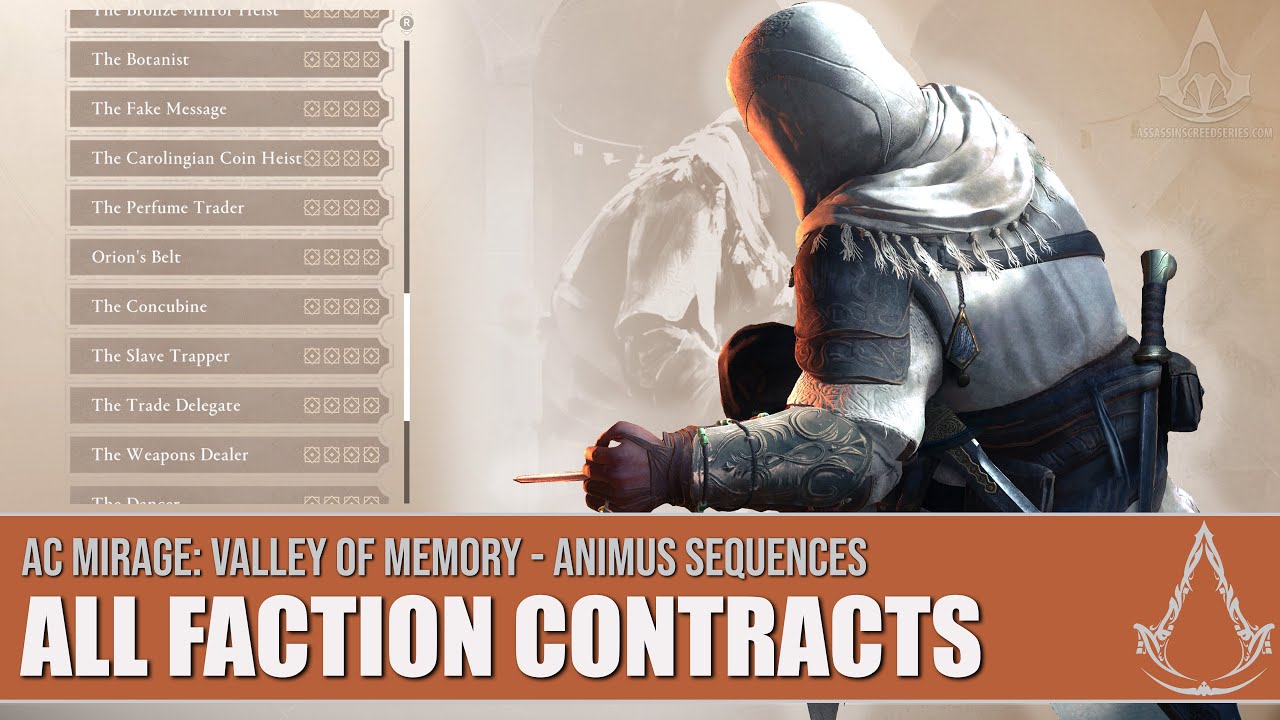 Assassin's Creed Mirage - All Faction Contracts Animus Sequences [Playback | Perfect Memory]