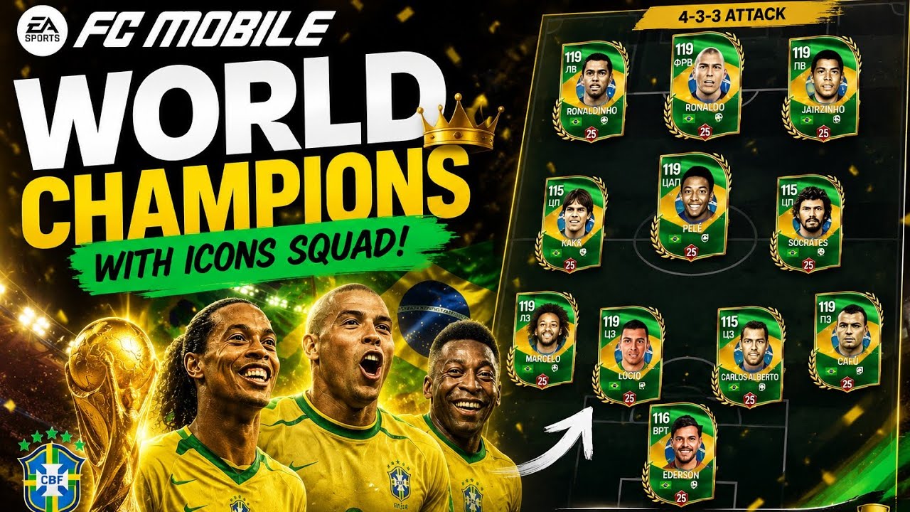 World Cup with Brazil's Icon Team on Legendary🇧🇷🏆 | Fc Mobile