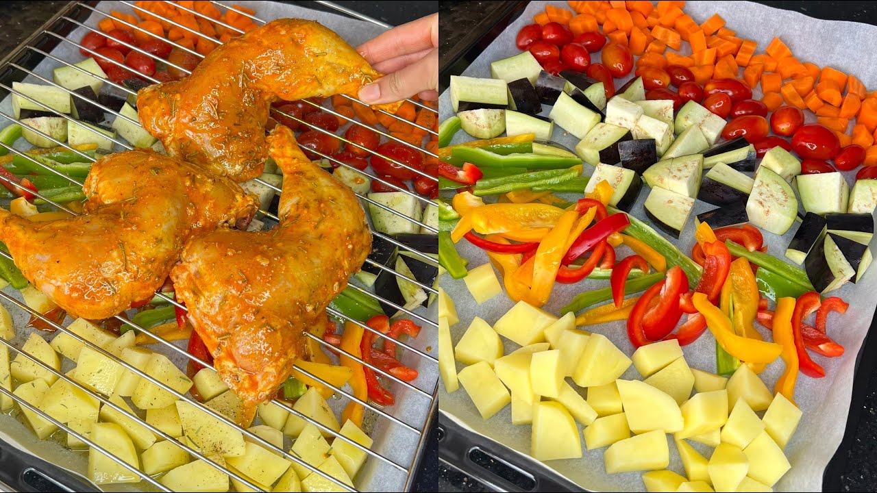 تالفة شنو توجدي للغذاء أو العشاء حضري أروع دجاج فالفرن بالخضر كيجي رائع و لذيذ😋