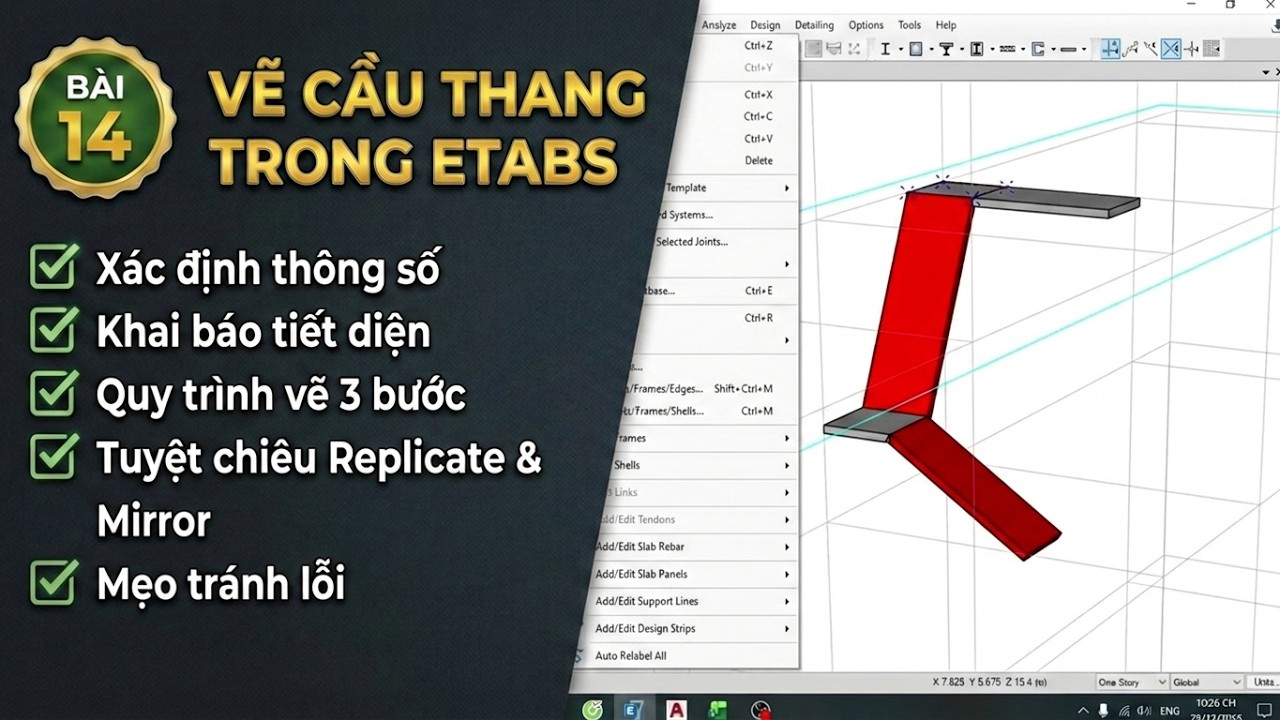 Bài 14-Vẽ cầu thang trong Etabs