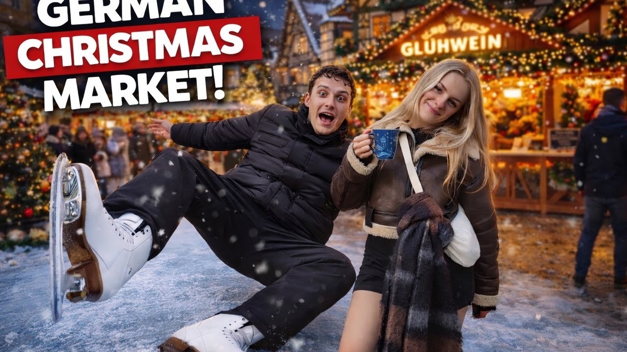 Bryton Tries Ice Skating at a German Christmas Market - Food & Fails
