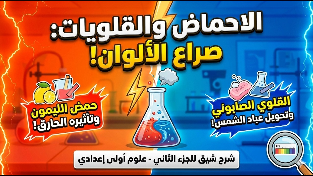 خواص الأحماض و القلويات من درس الأحماض و القلويات وحدة المواد الكيميائية للصف الأول الإعدلدي