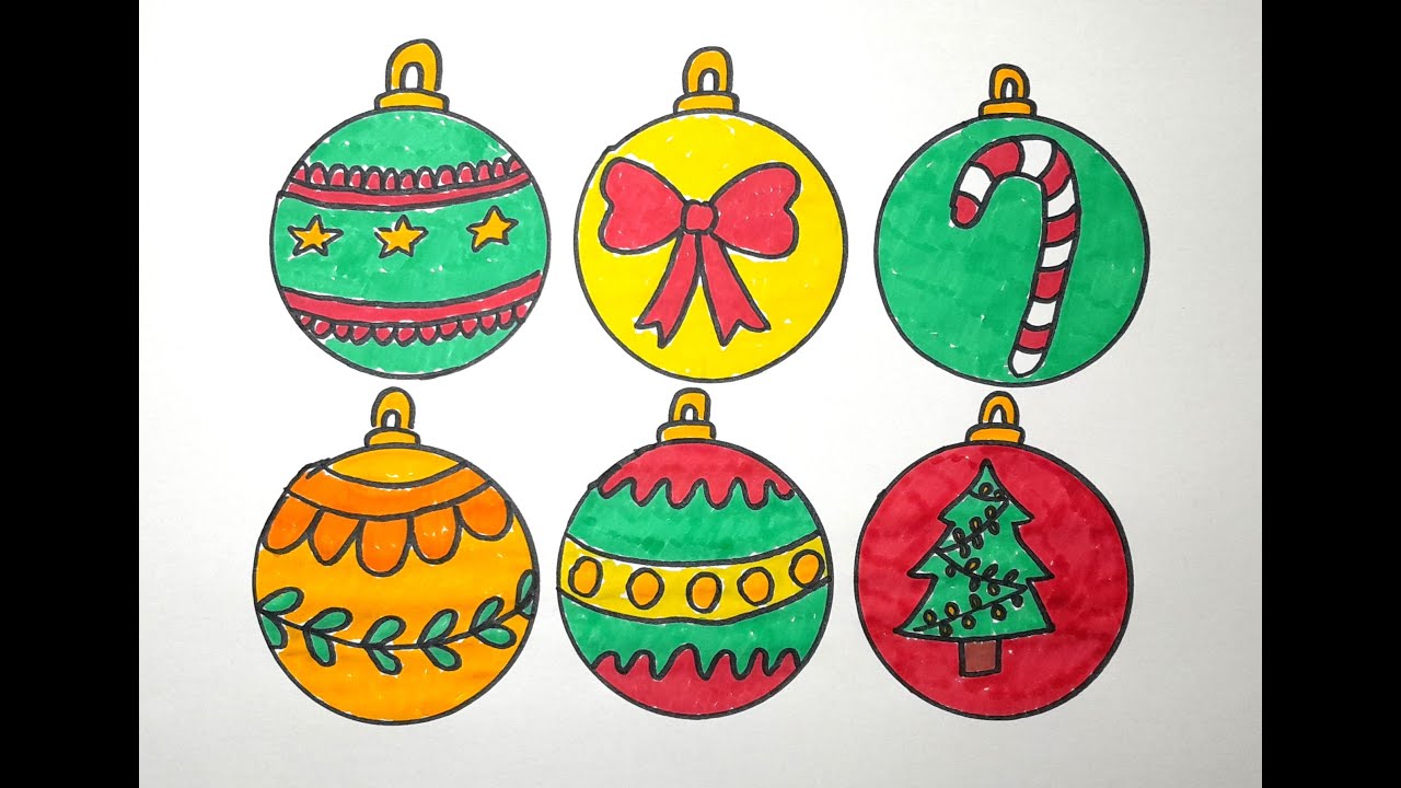 How to Draw Christmas Tree Decorations Balls 🎄✨️