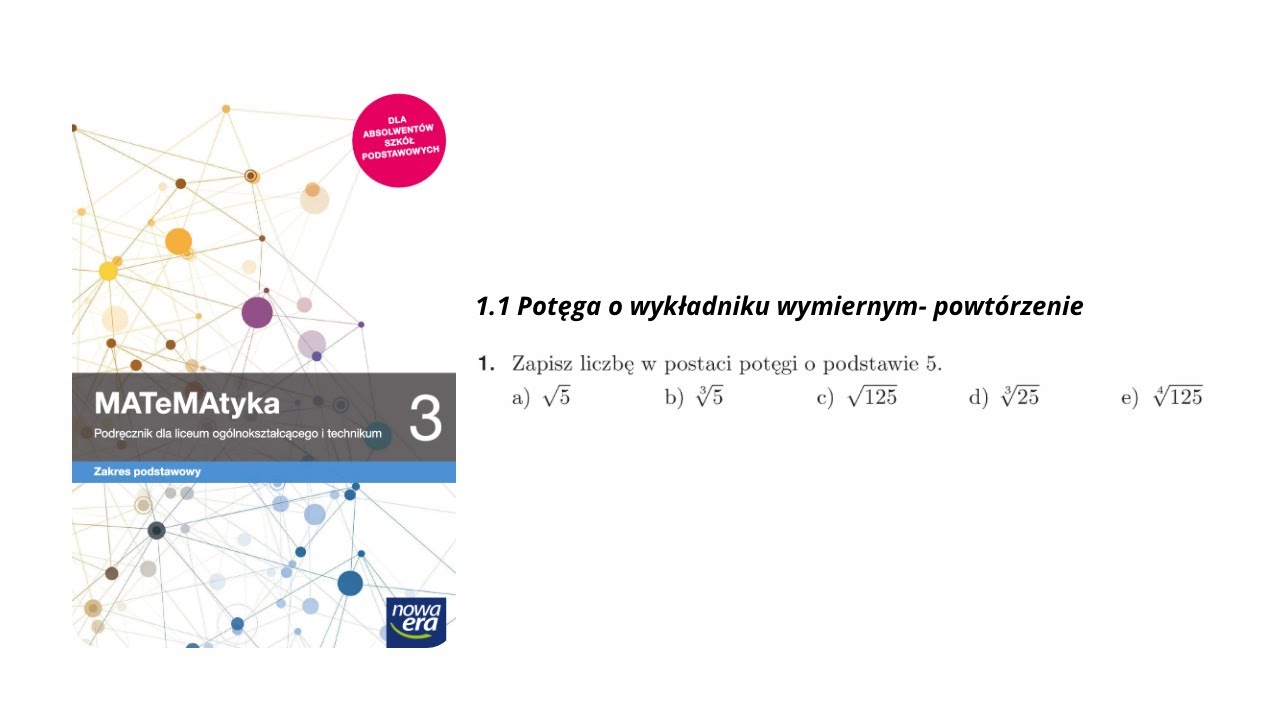 Zad1/12 Zapisz liczbę w postaci potęgi o podstawie 5. a) pierwiastek z 5