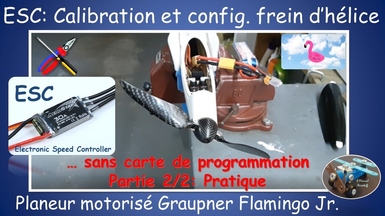 Pratique | ESC moteur brushless: config. frein d'hélice et calibration | Motoplaneur Flamingo Jr.