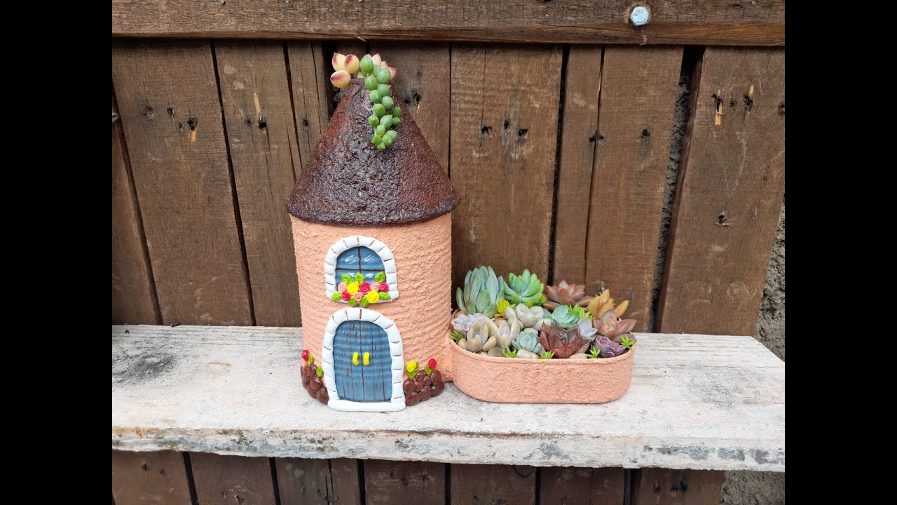 APRENDA A FAZER UM LINDO VASO DE CASINHA COM FLOREIRA USANDO LATAS - PASSO A PASSO #reciclagem #diy