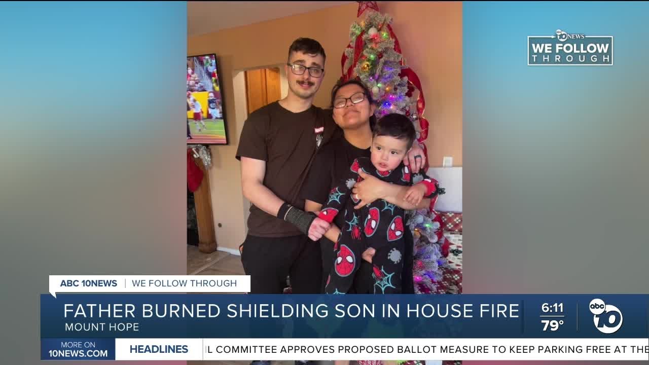 Father suffers severe burns shielding his 2-year-old son from raging house fire