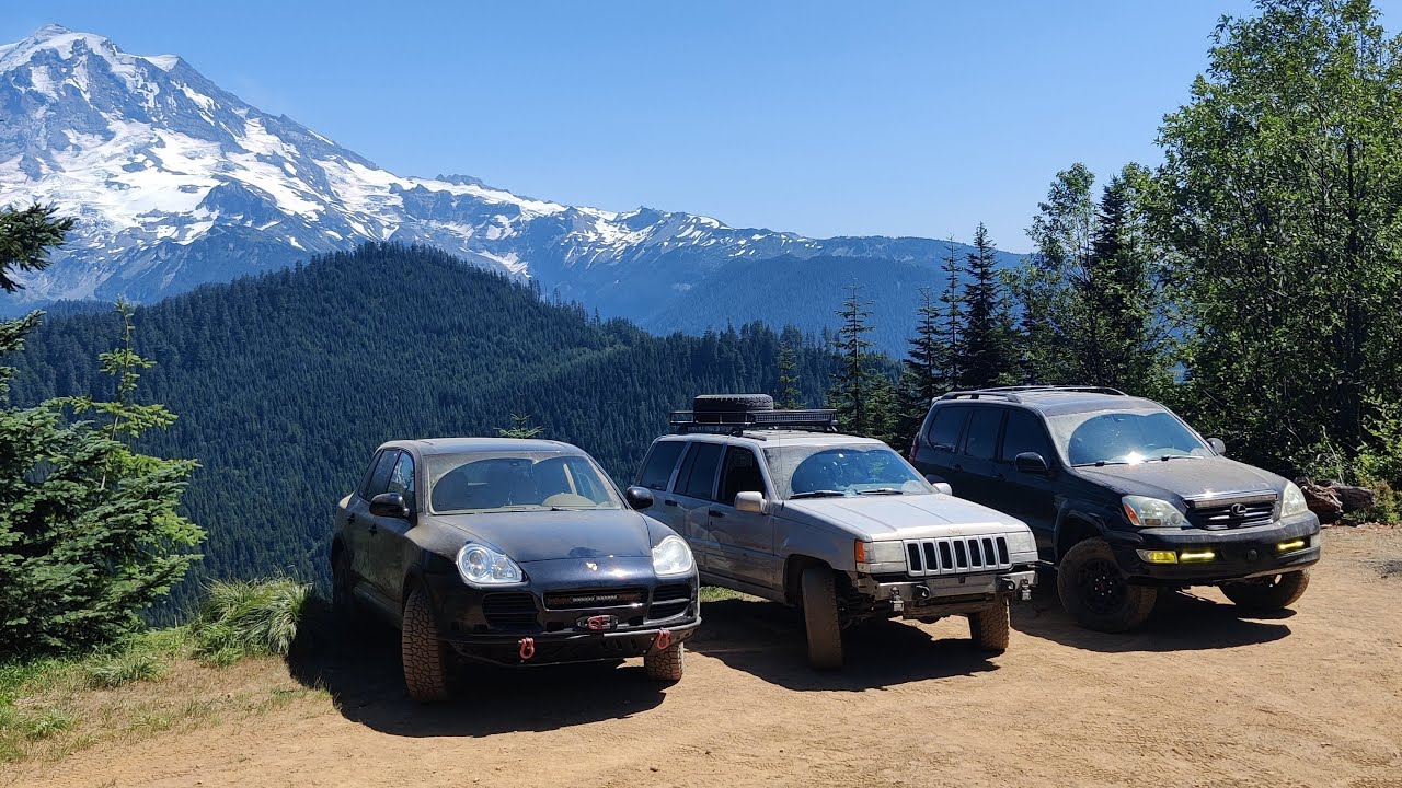 Offroad - Cayenne Lexus Jeep Exploring Evans Creek ORV Park, Mt. Rainier Raw Footage
