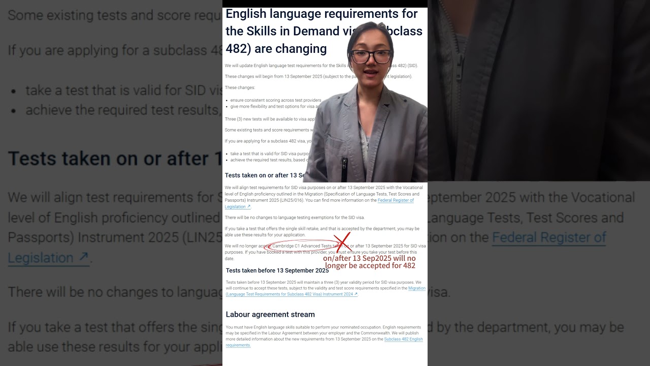 Subclass 482 English Requirements changing from 13 September 2025