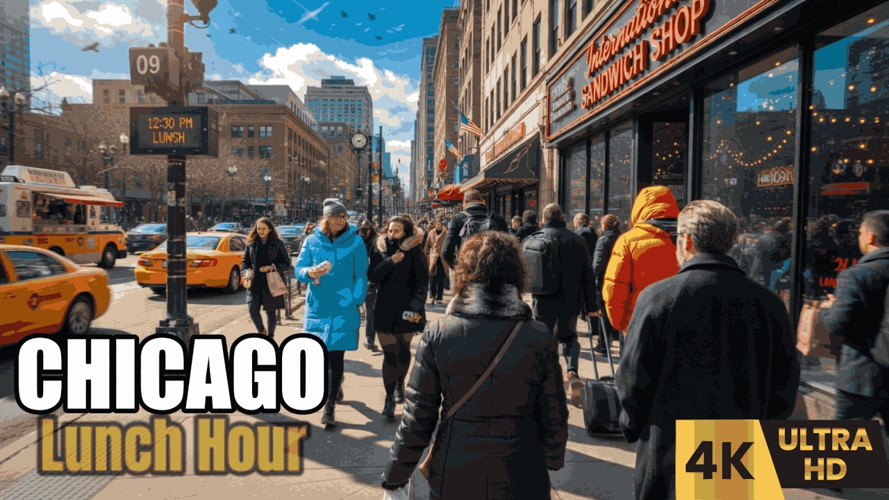 Best Sandwiches!? Chicago Lunch Hour Walking Tour March 17, 2026 4k HDR
