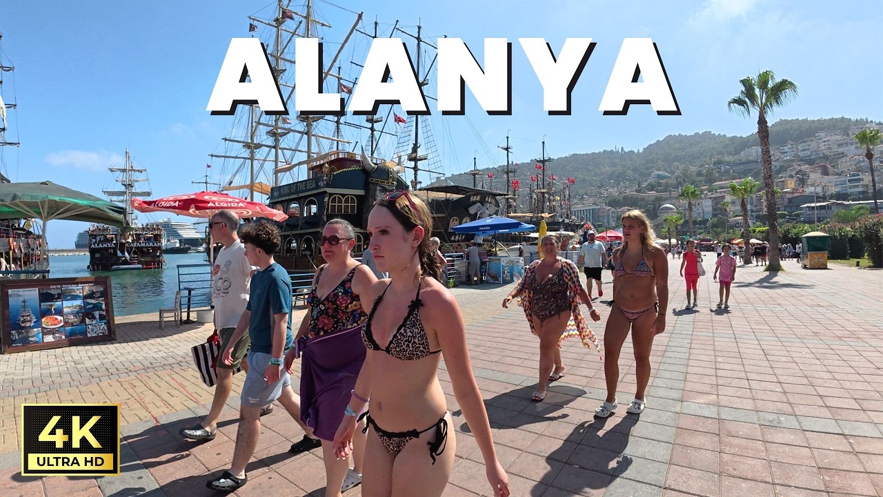Alanya Harbour & Red Tower Walking Tour | Antalya Turkiye | August 15, 2025 [4K HD/60 fps]