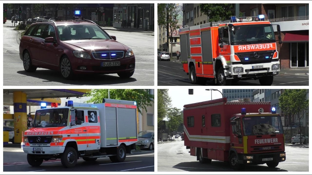 Großbrand in Düsseldorf - Einsatzfahrten | 22.04.2019 [ELW2, A-Dienst, GW-H uvm...]