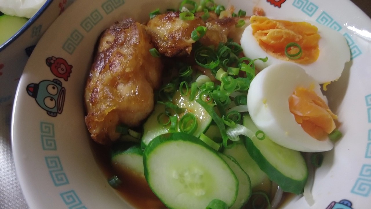 【謎料理？】唐揚げ冷麺をつくる