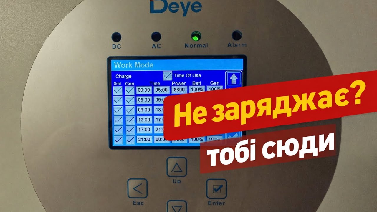 Deye Sun 6k після змін в додатку Deye Cloud, перестав заряджати батарею від мережі.