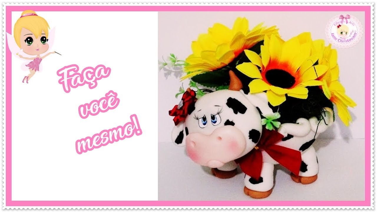 💖 DIY - CENTRO DE MESA VAQUINHA DE GIRASSOL EM BISCUIT ( DIA DAS MÃES ) 💖 - JANE CHRISTOVAM 💖