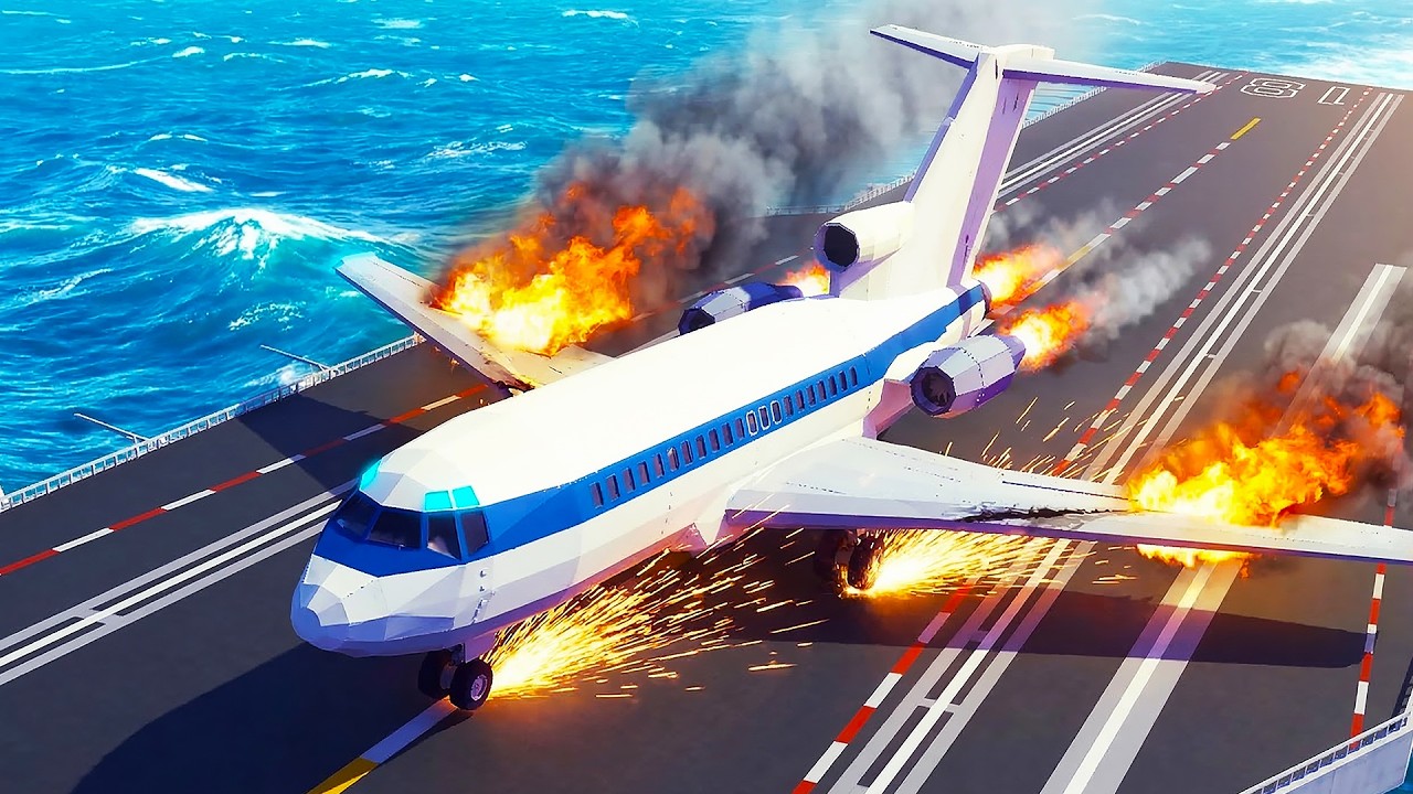 Aircraft Crashes on Aircraft Carriers and Emergency Water Landings #2 - Besiege