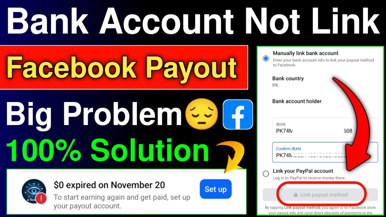 Big problem 😔 Facebook Payout Bank Account Not Linked | 100% Solution