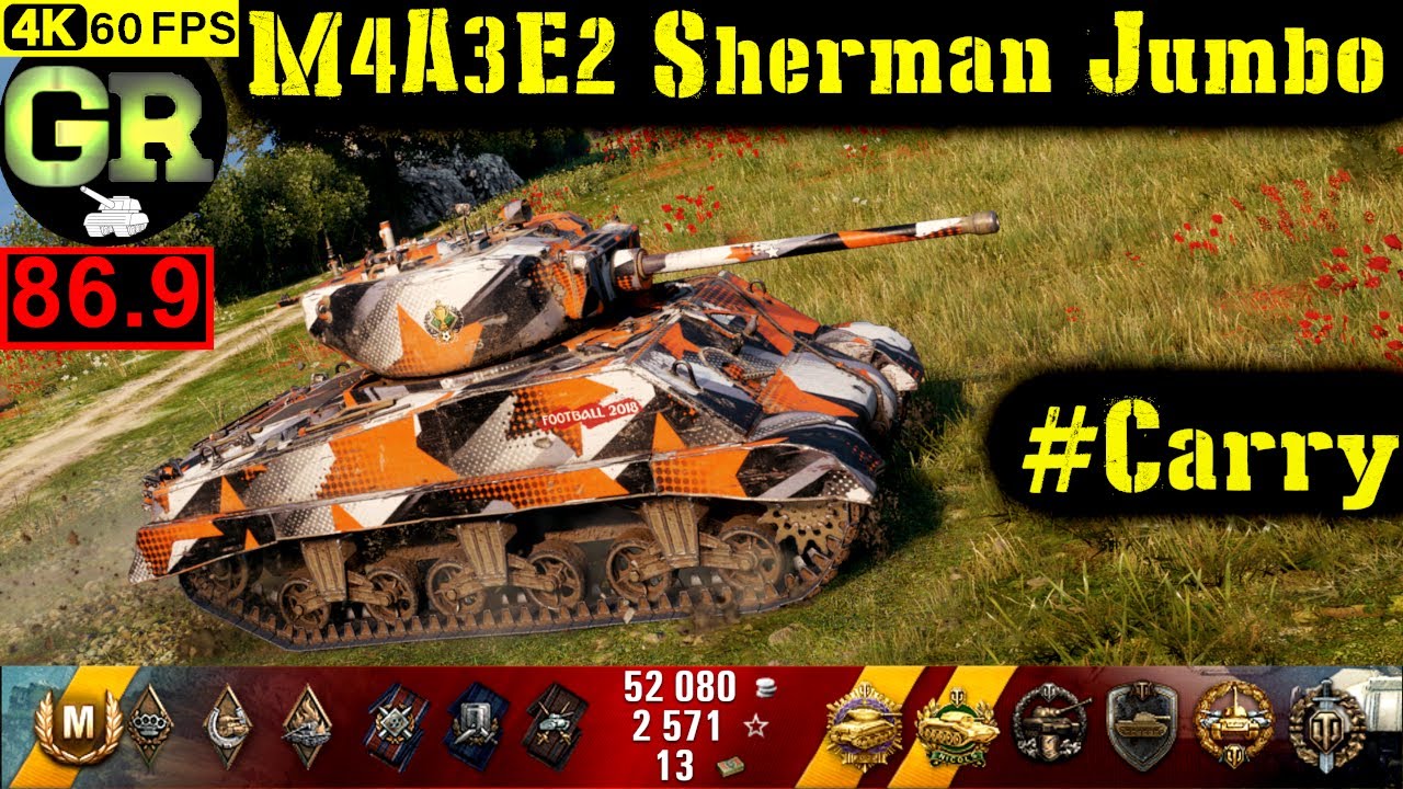 World of Tanks M4A3E2 Sherman Jumbo WoT Replay - 10 Kills 3K DMG(Patch 1.4.1)