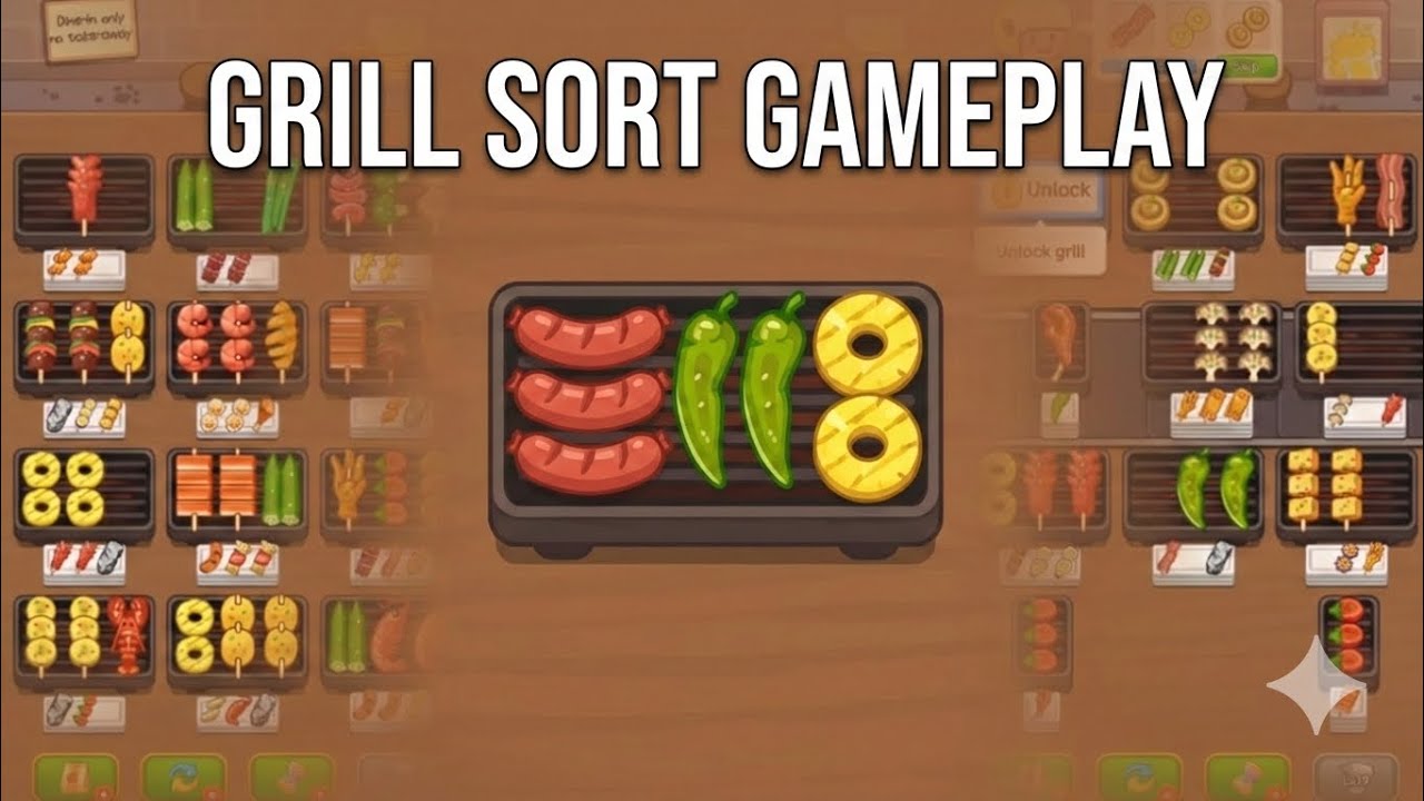 Grill Sort 🍢 - Part 6 Gameplay Food Sorting Games