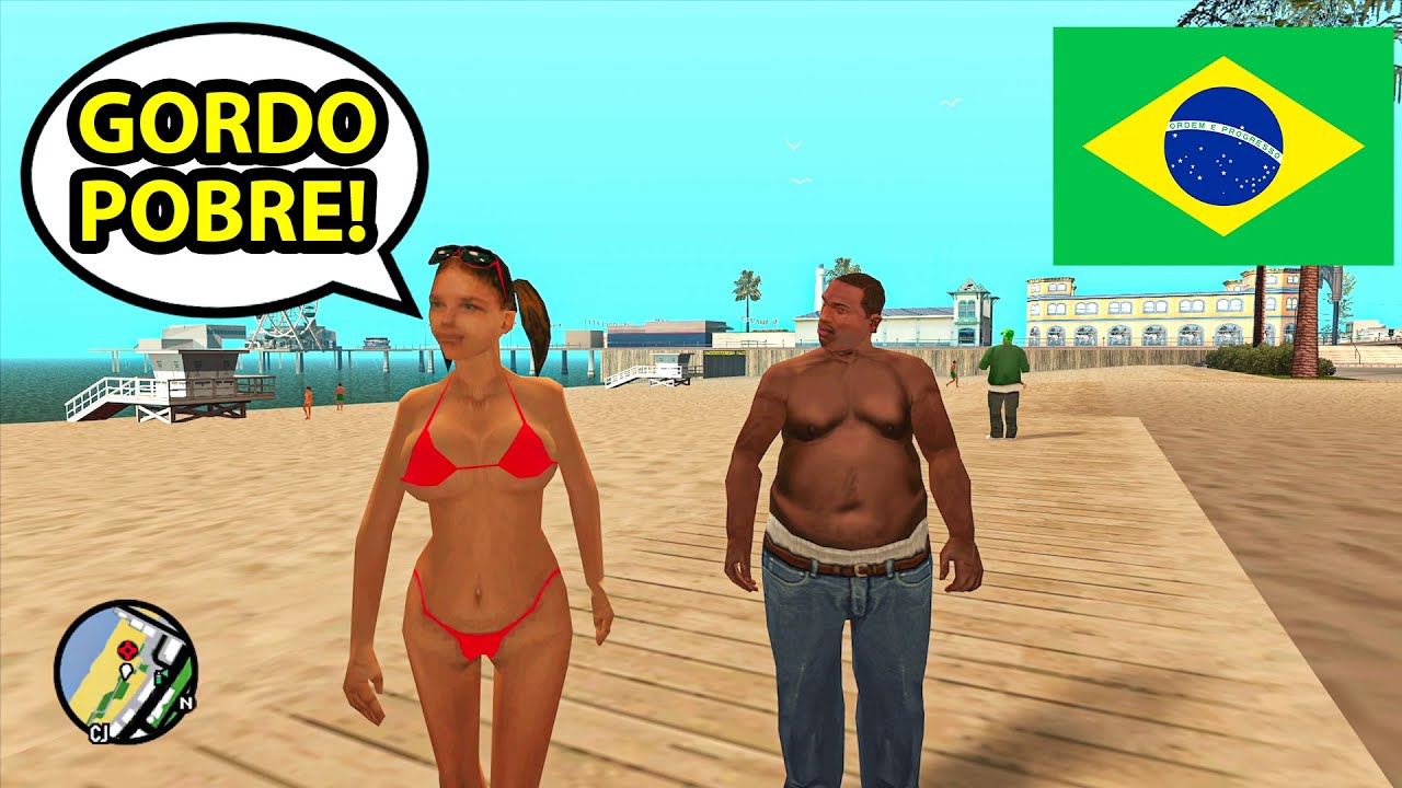 REAÇÃO DOS NPCS AO VER O CJ GORDO E FORTE (GTA SA DUBLADO, TÁ INCRÍVEL)