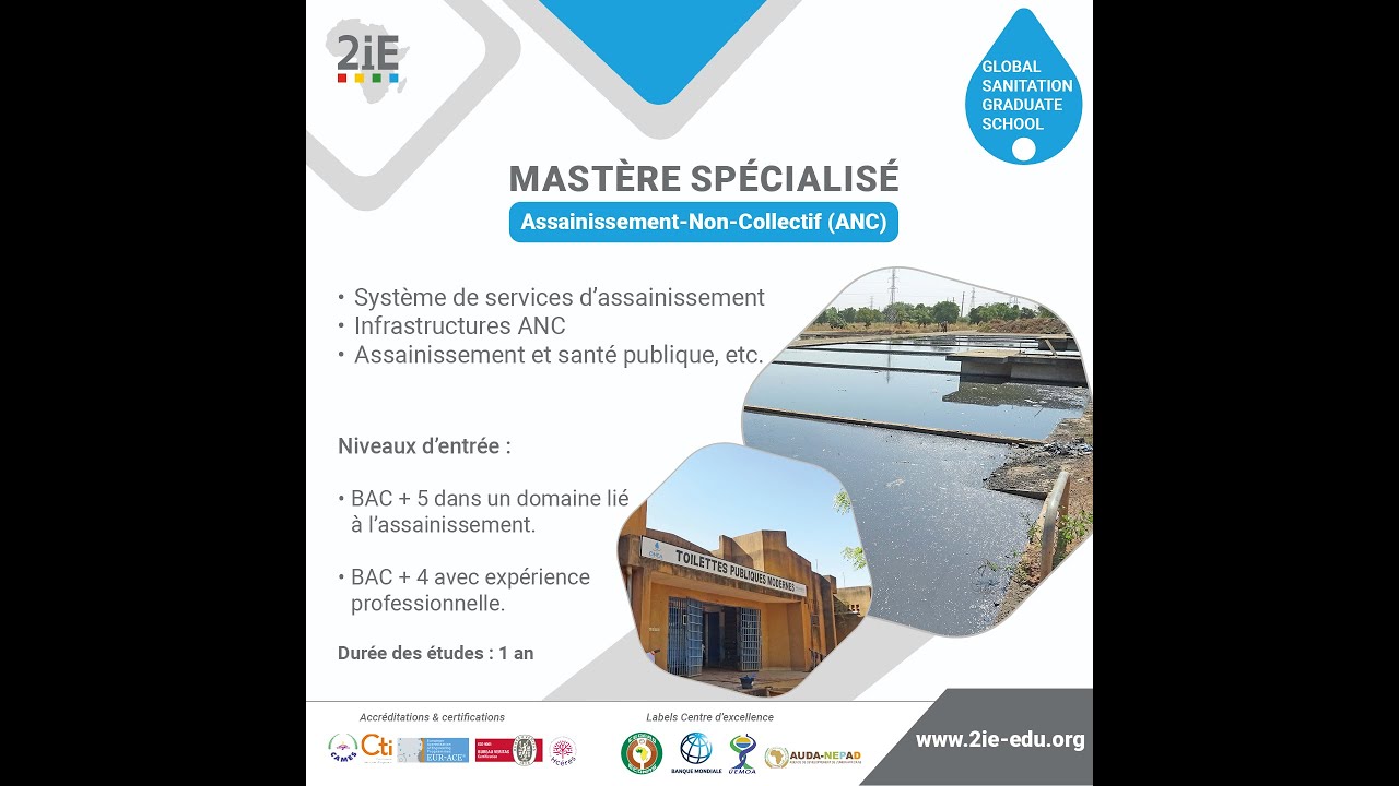 MASTERE SPECIALISE ASSAINISSEMENT-NON-COLLECTIF ANC &agrave; 2iE