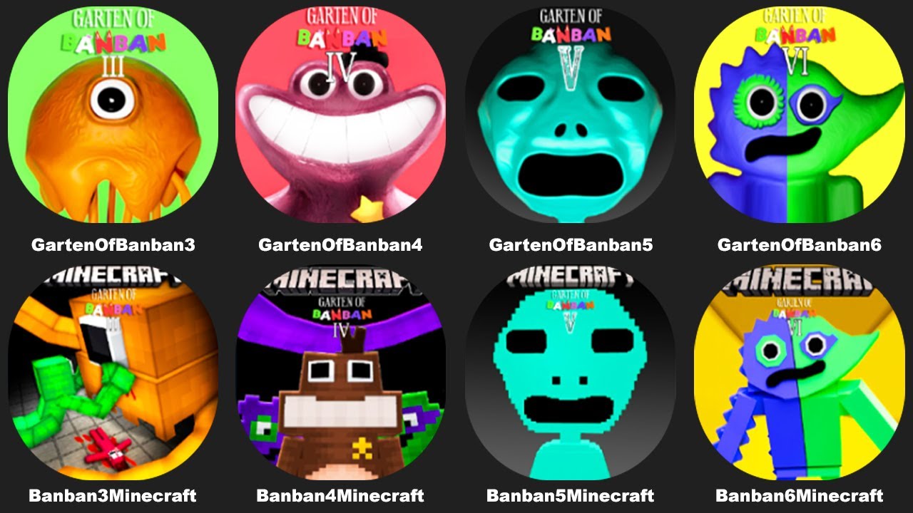 Garten of Banban 4 Mobile vs Minecraft,Garten of Banban 5,Garten of Banban 6,Garten of Banban3Mobile